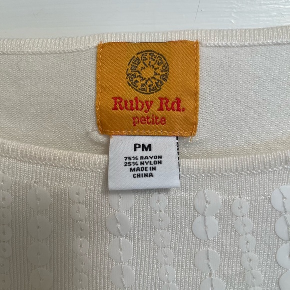 Ruby Rd. Women's Cream Sequin Top - Picture 3 of 3